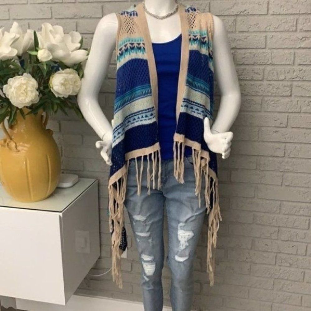 Say What? Multicolored Fringes Cardigan Size S